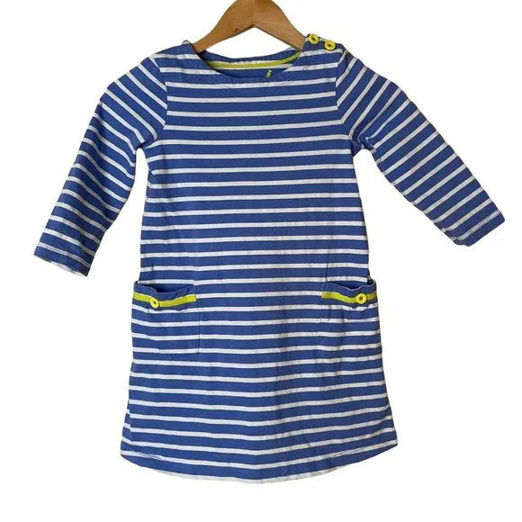 boden blue stripe dress Boden Girls Harlow Logo Dress in Blue